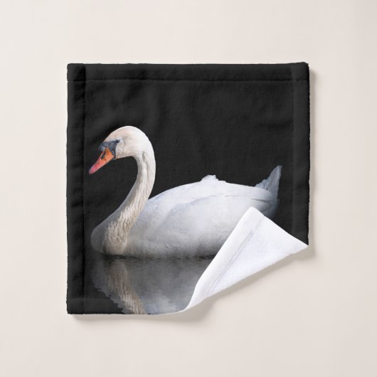 Cygne blanc sur noir (Gant de toilette)
