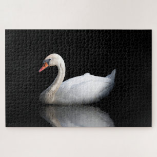Cygne blanc sur puzzle noir