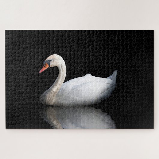 Cygne blanc sur puzzle noir (Horizontal)