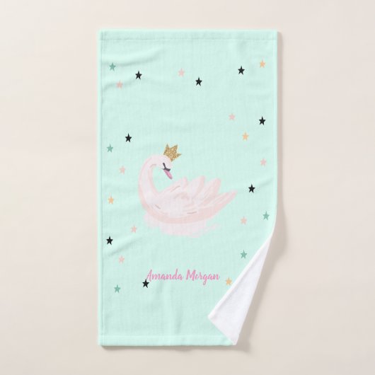 Cygne chic, étoiles, princesse  (Serviette à main)