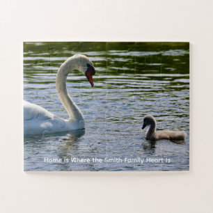 Cygne & Cygnelet Fluffy Photo Puzzle Personnalisé