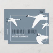 Cygne élégant, Invitation d'anniversaire (Devant / Derrière)