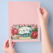 Cygne et prospectus d'art Vintage Rose (main)