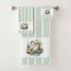 Cygne rayé et floral 