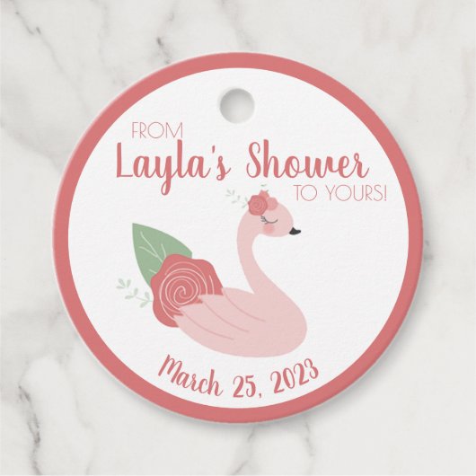 Cygne Rose De Ma Douche à la Vôtre Étiquette Cadea (Devant)