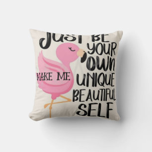 Cygne rose et design de police noir sur Coussin dé