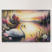 Cygne sur le Puzzle du lac Jigsaw (Horizontal)