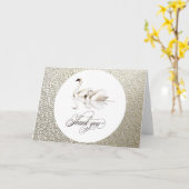 cygnes blancs texturés or merci carte pliée (Fleur jaune)