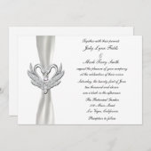 Cygnes D'Argent Blancs Avec Invitation De Perle (Devant / Derrière)