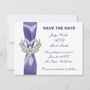 Cygnes D'Argent Bleu Violet Enregistrer La Carte D