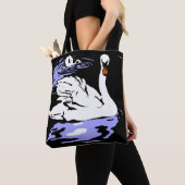 Cygnes de bois victoriens sur sac (De près)