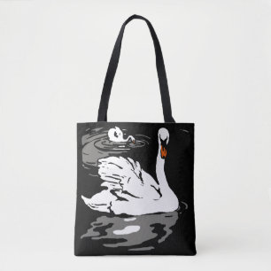 Cygnes de bois victoriens sur sac