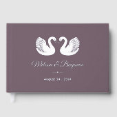 Cygnes en feuille d'argent sur mariage violet fonc (Recto)