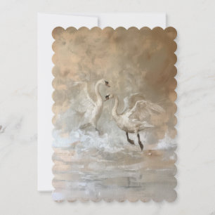 Cygnes - Invitation à plat taille : 12,7 cm x 17,8