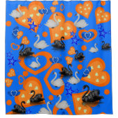 Cygnes noirs et blancs Coeurs orange Douche rideau (Devant)