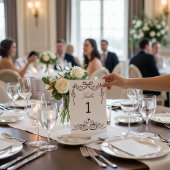 Cygnes Romantiques & Numéro de Table à Ruban
