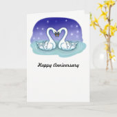 Cygnes sur une carte d'anniversaire de lac (Fleur jaune)