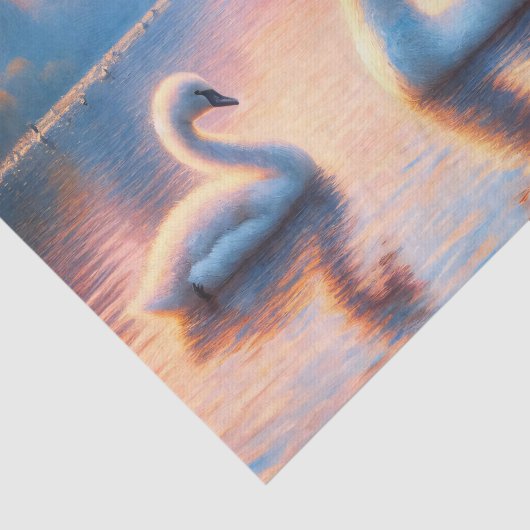 Cygnet en Swan Decoupage Tissuepapier (Detail)