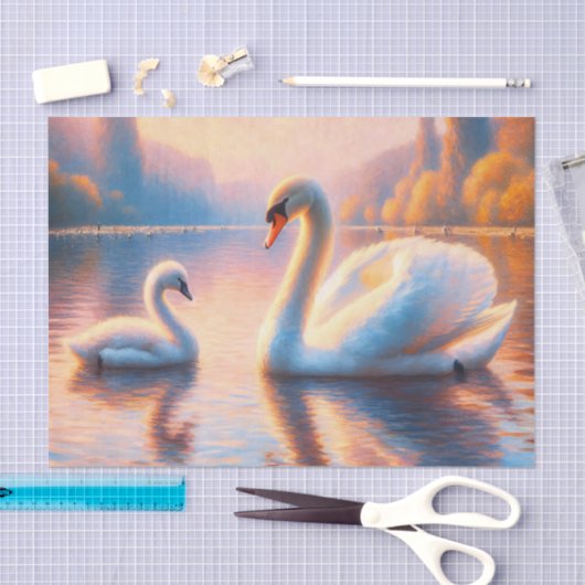 Cygnet en Swan Decoupage Tissuepapier (Craft)