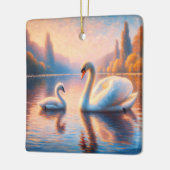 Cygnet en zwaan keramisch ornament (Links)