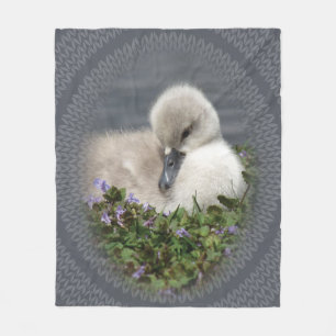 Cygnet Swan Photo Cable Knit Pattern Blanket Fleece Deken