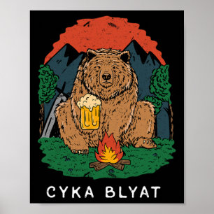 Cyka Blyat - Grappige Spreuk Beer USSR Russische C Poster