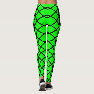 Cylindrical Pattern Black op Neon Green Women's Leggings