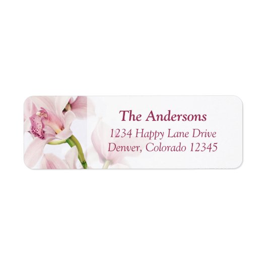 Cymbidium Orchid Bruiloft Retouradres Labels (Voorkant)
