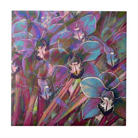 Cymbidium orchid carnaval tegeltje (Voorkant)