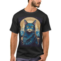 Cymric kat met bergachtergrond sterren