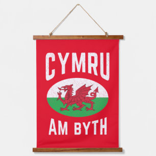 Cymru Am Byth Wales Flag Proud Welsh Rugby Hangend Wandkleed