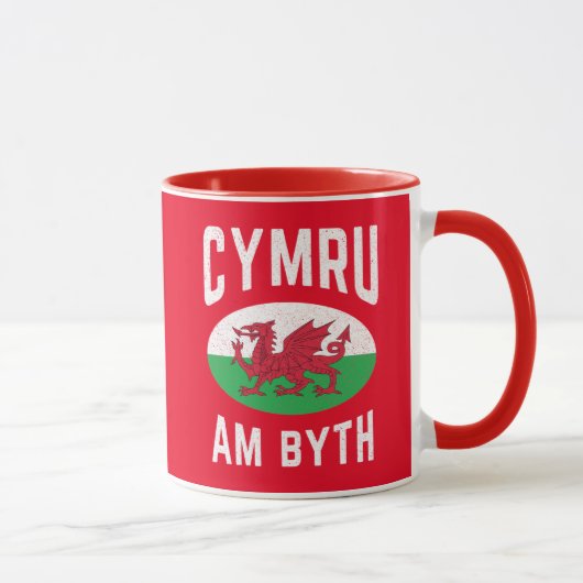 Cymru Am Byth Wales Flag Proud Welsh  Rugby Mok (Rechts)