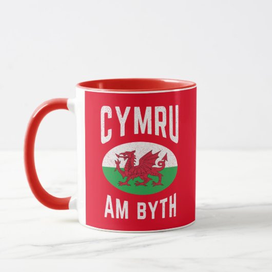 Cymru Am Byth Wales Flag Proud Welsh  Rugby Mok (Links)