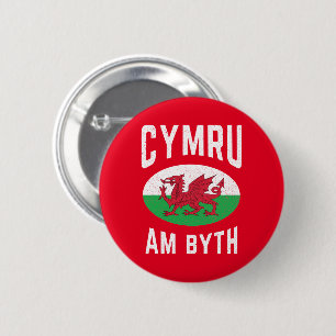 Cymru Am Byth Wales Flag Proud Welsh Rugby Ronde Button 5,7 Cm
