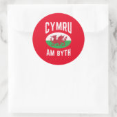 Cymru Am Byth Wales Flag Proud Welsh  Rugby Ronde Sticker (Tas)