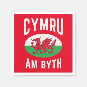 Cymru Am Byth Wales Flag Proud Welsh Rugby Servet