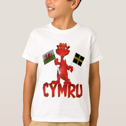Cymru Welsh T Shirt, Welsh Flag & St. David's Flag T-shirt (Voorkant)