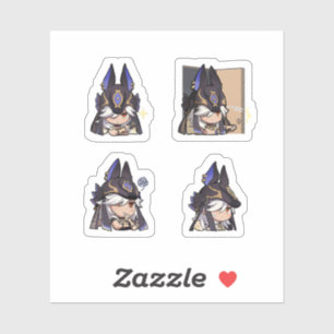 Cyno Genshin Impact 4 stickers op één vel