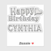Cynthia Happy Birthday silver Aufkleber Sticker (Vel)