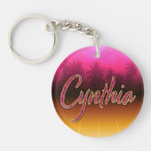 Cynthia Prénom Golden pink Porte-clés (Devant)