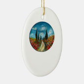 CYPERBOMEN EN POPPIËNTEN OP DE WEG VAN TUSCANY KERAMISCH ORNAMENT (Rechts)