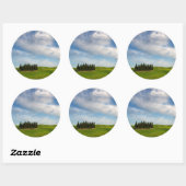 Cyprès en Toscane autocollant rond (Feuille)