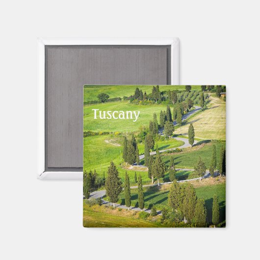 Cypress gevoerde kronkelende weg in Toscane met te Magneet (Voorkant / Achterkant)