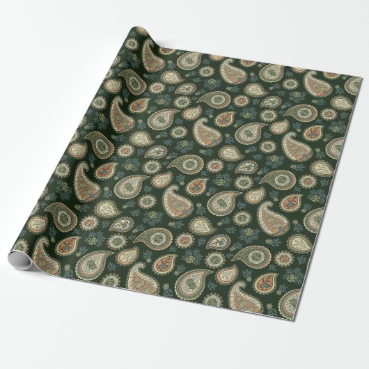 Cypress Paisley Pattern Cadeaupapier (Uitgerold)