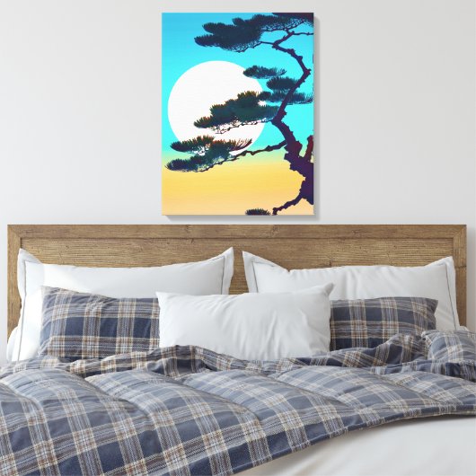 Cypress Tree en Volle Maan Canvas Afdruk (Insitu (Slaapkamer))