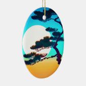 Cypress Tree en Volle Maan Keramisch Ornament (Rechts)
