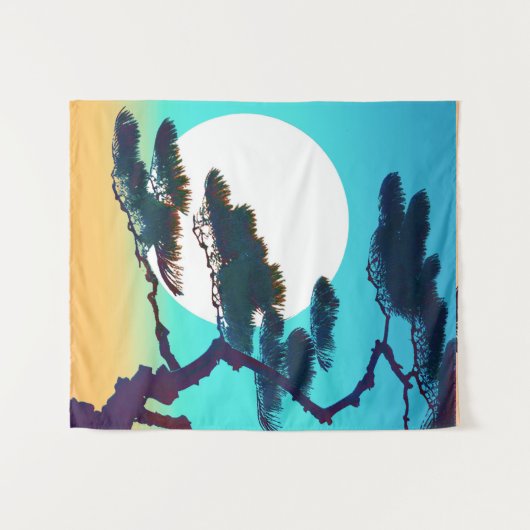 Cypress Tree en Volle Maan Wandkleed (Voorkant (horizontaal))
