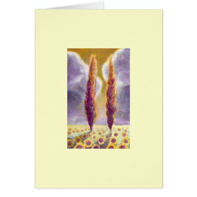 Cypress Trees in Sunflower Field III (Voorkant)