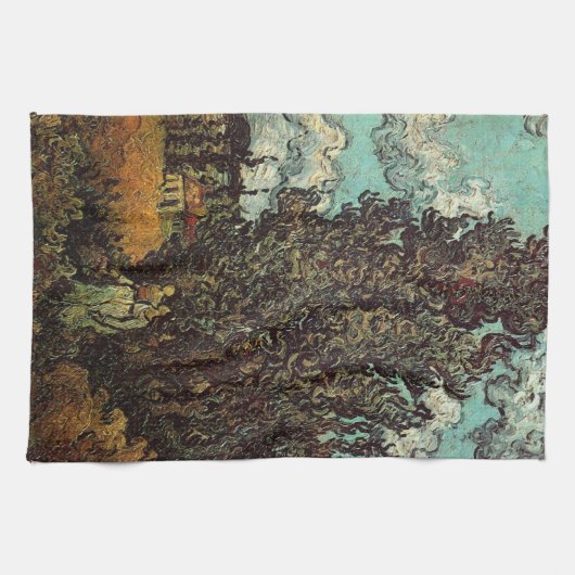 Cypresses en Two Women door Vincent van Gogh Theedoek (Horizontaal)