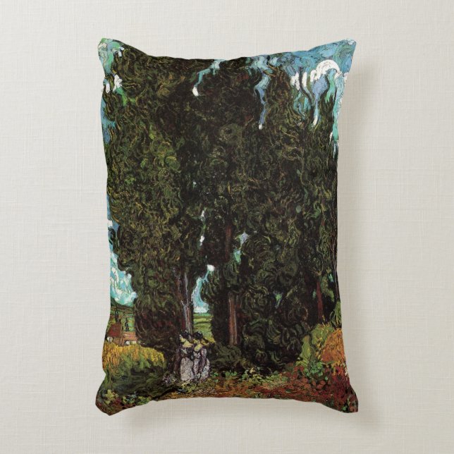 Cypresses met Vrouw Figures van Vincent van Gogh Accent Kussen (Voorkant(Verticaal))